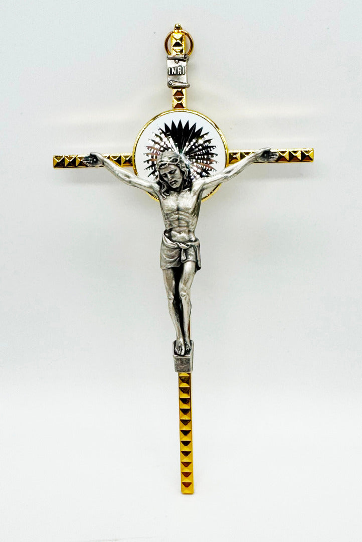 Italian Gold & Silver INRI Hanging Crucifix
