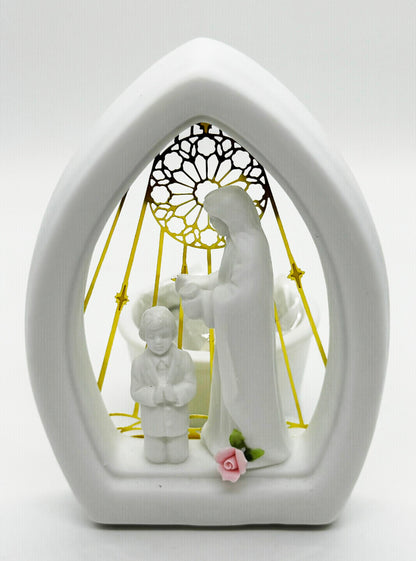 Porcelain Communion Tea Light Holder Figurine