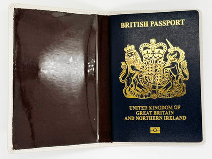 White PU Leather Passport Holder - 'Shiela'