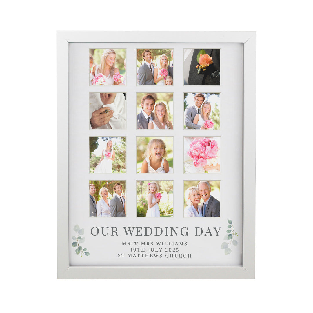 Personalised Wedding Multi Photo Frame - White or Black Frame