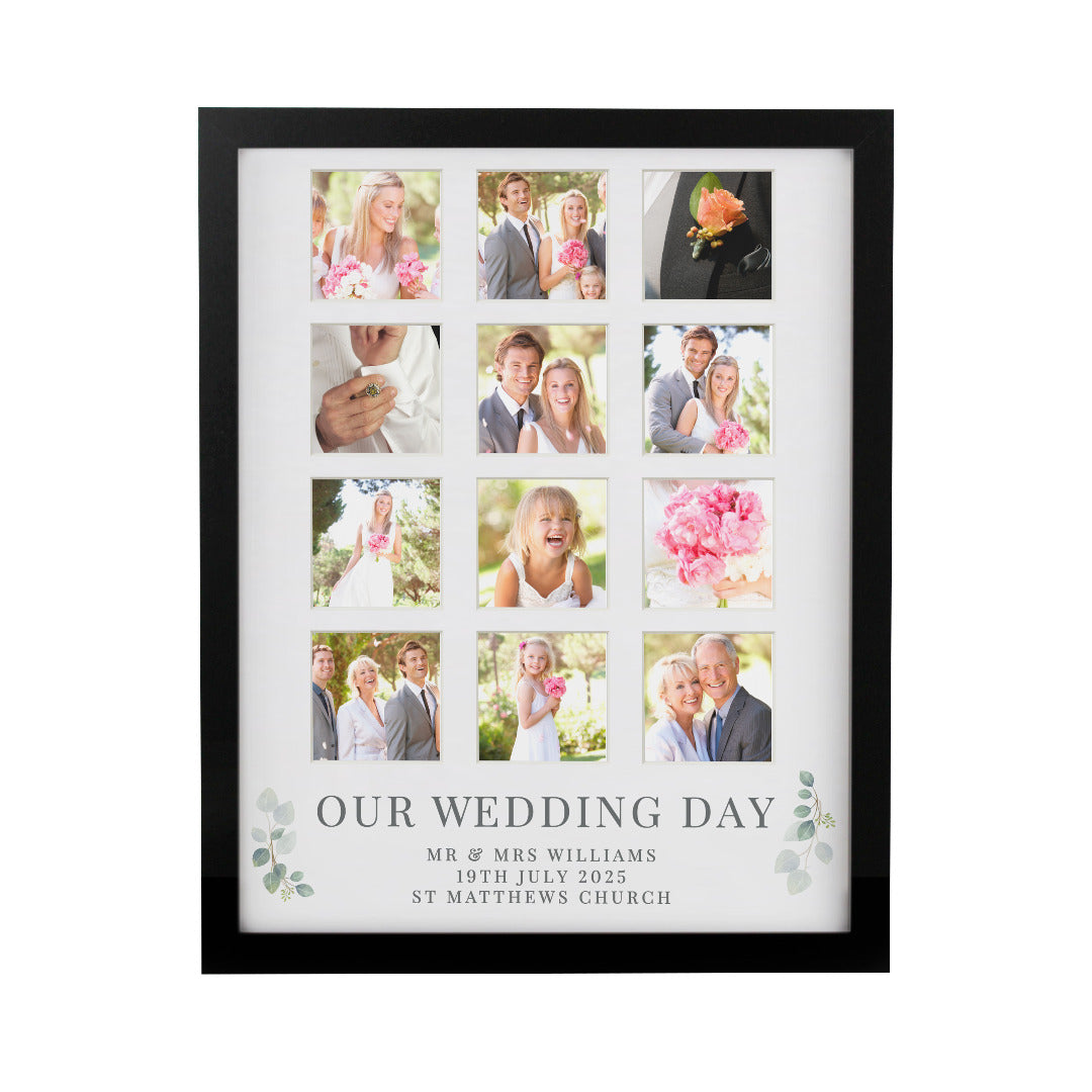 Personalised Wedding Multi Photo Frame - White or Black Frame
