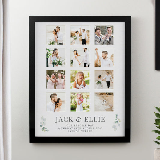 Personalised Wedding Multi Photo Frame - White or Black Frame
