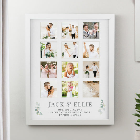 Personalised Wedding Multi Photo Frame - White or Black Frame