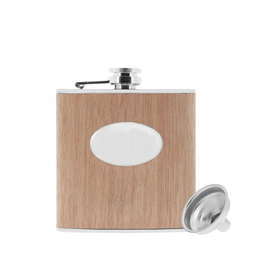 Stainless Steel Hip Flask 6oz in Wood
