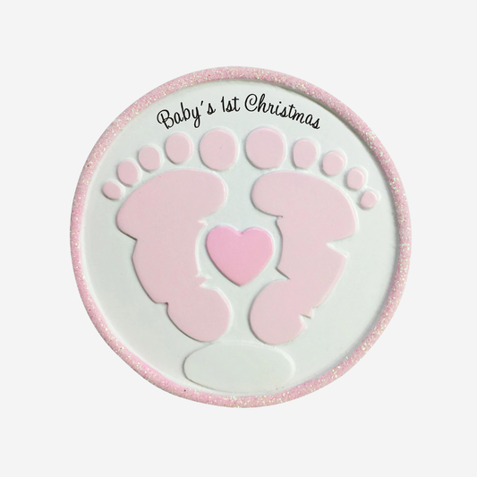 Baby's 1st Christmas - Footprints Hanging Christmas Decoration - Blue / Pink