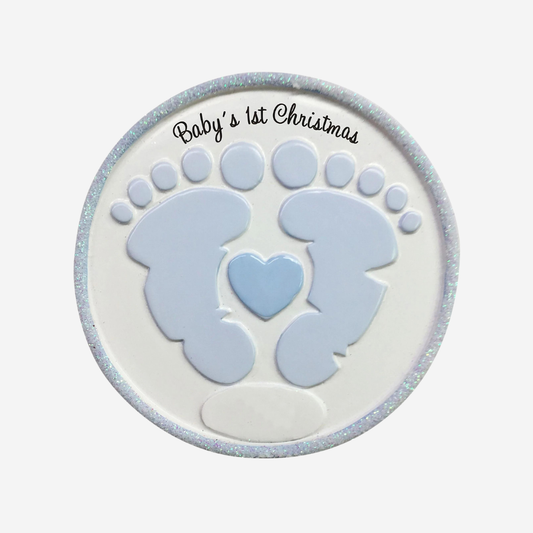 Baby's 1st Christmas - Footprints Hanging Christmas Decoration - Blue / Pink
