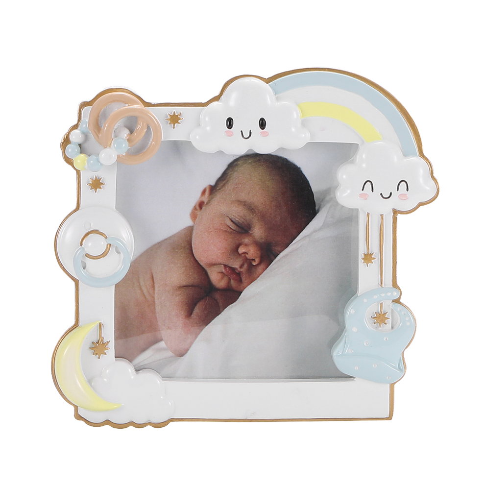 Baby Photo Frame / Hanging Ornament - Dusky Pink / Blue