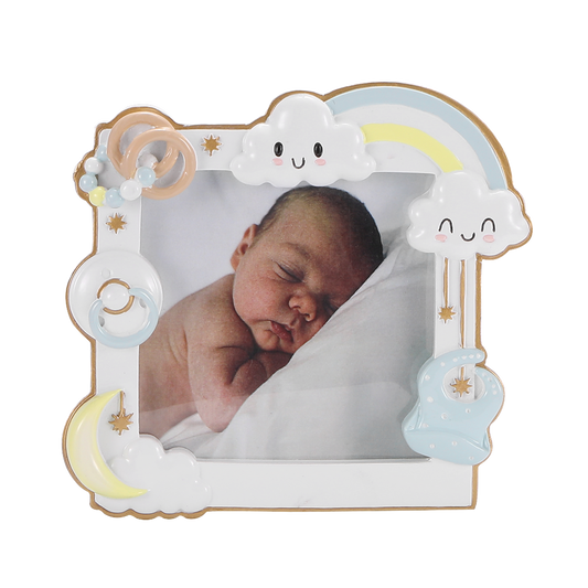 Baby Photo Frame / Hanging Ornament - Dusky Pink / Blue