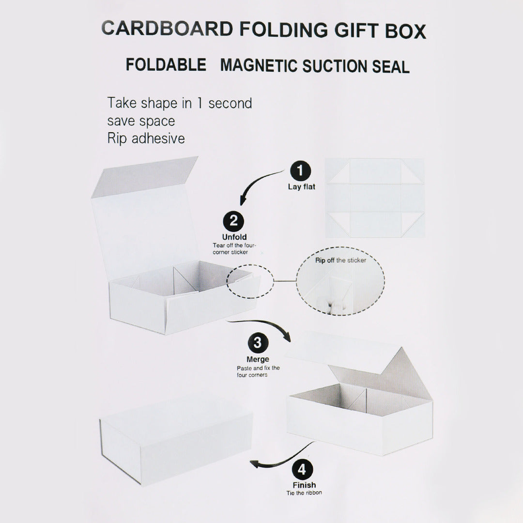 Flat Pack Gift Boxes with Ribbon ~ Choice of Sizes & Colours