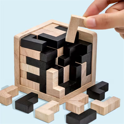 54pcs 3D Wooden Block Puzzle Brain Teaser