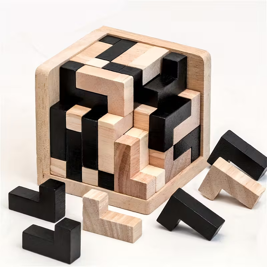 54pcs 3D Wooden Block Puzzle Brain Teaser