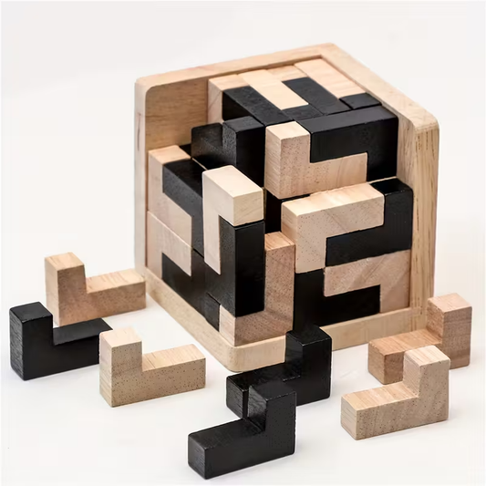 54pcs 3D Wooden Block Puzzle Brain Teaser