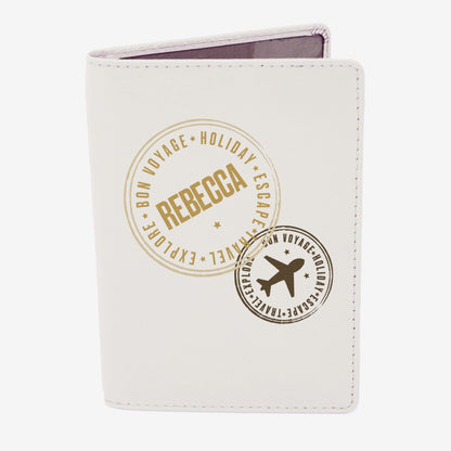 Personalised Leather Stamped Passport Holder - Black or Cream