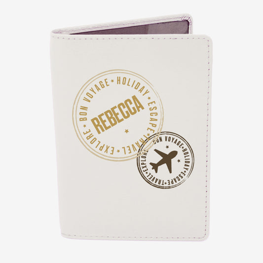 Personalised Leather Stamped Passport Holder - Black or Cream