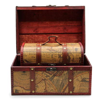 Old Map Design Chests - Set of 3 Vintage Style Boxes
