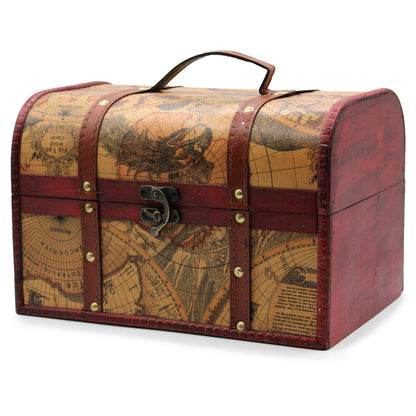 Old Map Design Chests - Set of 3 Vintage Style Boxes