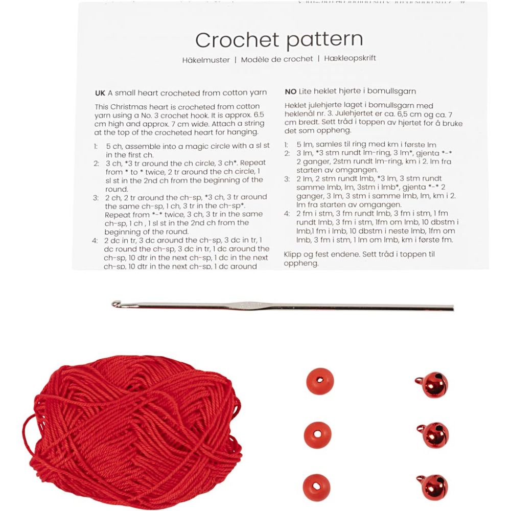 DIY Crochet Kit - Hearts - Red - 3 pcs