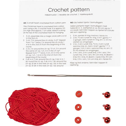 DIY Crochet Kit - Hearts - Red - 3 pcs