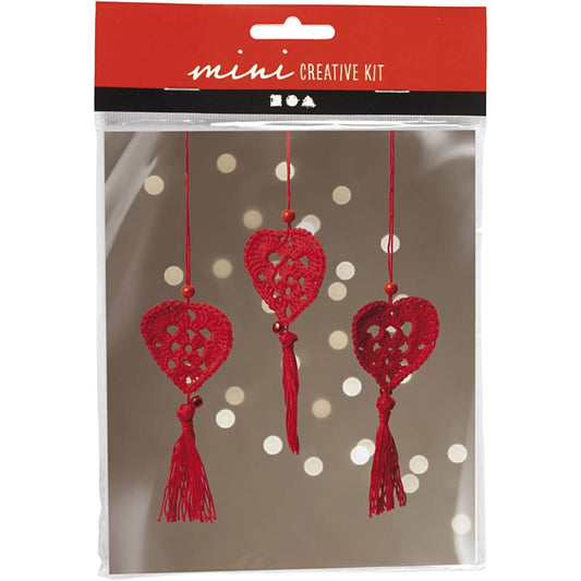 DIY Crochet Kit - Hearts - Red - 3 pcs