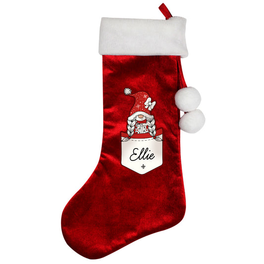 Personalised Gonk Family Red Christmas Stocking - Girl / Boy
