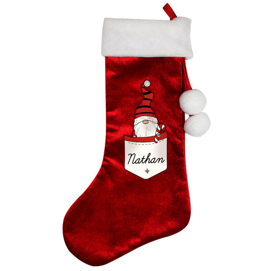 Personalised Gonk Family Red Christmas Stocking - Girl / Boy