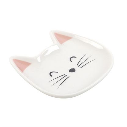 White Cat Face Trinket Dish