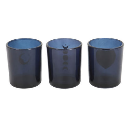 Set of 3 Blue Moon Votive Candle Holders