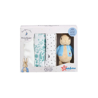 Peter Rabbit Muslin & Soft Toy Gift Set