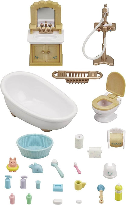 Sylvanian Families Country Bathroom Furniture Playset for Age 3 and Up