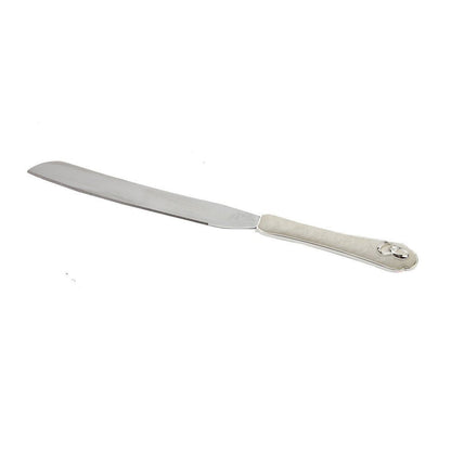 Juliana Silver Plated & Cream Suede Effect Wedding Cake Knife with Ring Icons
