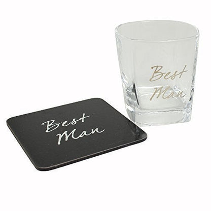 Wedding Best Man Whisky Glass & Coaster Thank You Gift