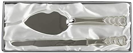 Silver-Plated Cake Slice & Server Set with Heart Handles