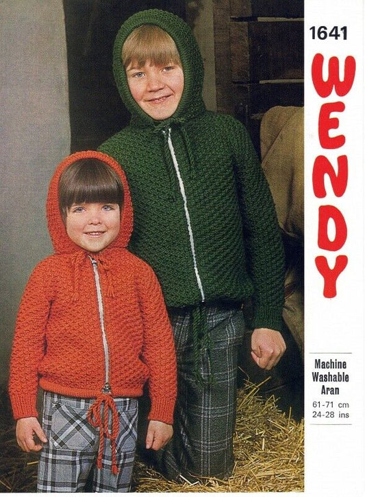 Vintage Wendy Knitting Pattern 1641: Children's Hooded Anoraks