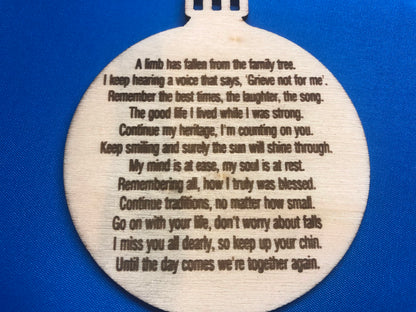 Forever in our Hearts Personalised Memorial Wooden Bauble Tree Decoration