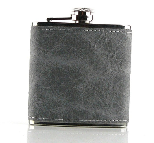 Hip Flask 6oz in Grey PU Leather