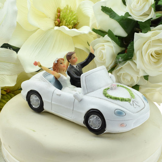Waving Couple in Car ~ Wedding Cake Topper