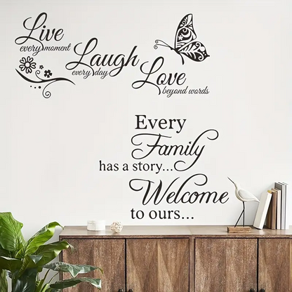 'Every Family ... & Live Laugh Love' 2 Pce Wall Decoration Decal Sticker Set