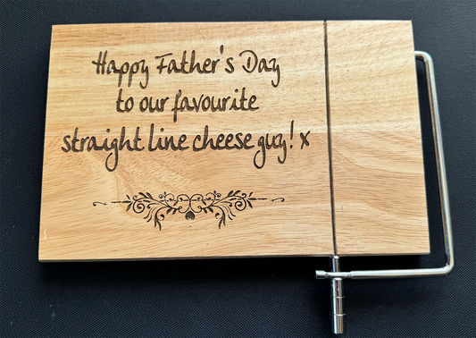 Personalised Rubberwood Cheese Board With Wire Slicer