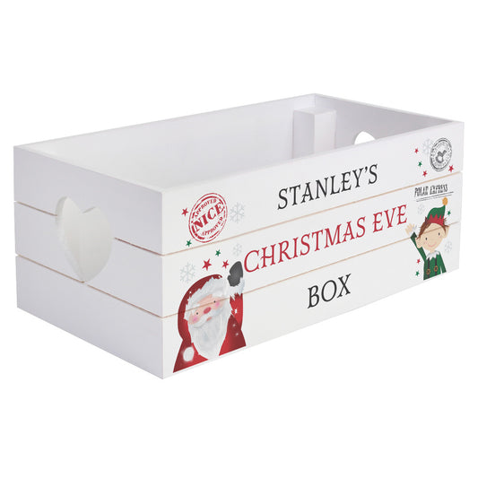 Personalised Christmas White Wooden Crate - Christmas Eve Treats Box