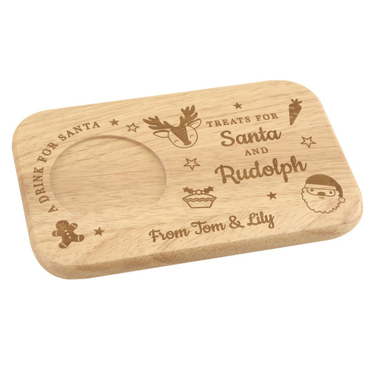 Personalised Treats for Santa Wooden Coaster Tray