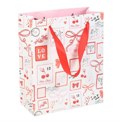 Valentine Postage Stamp Print Gift Bag