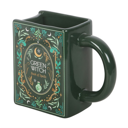 Green Witch Book Shaped Mug