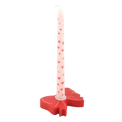 Red Bow Taper Candle Holder