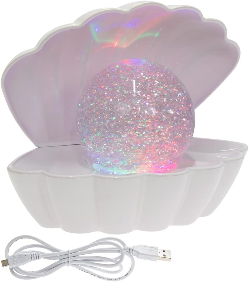 Lesser & Pavey White Glitter Pearl Seashell Colour Changing Mood Light