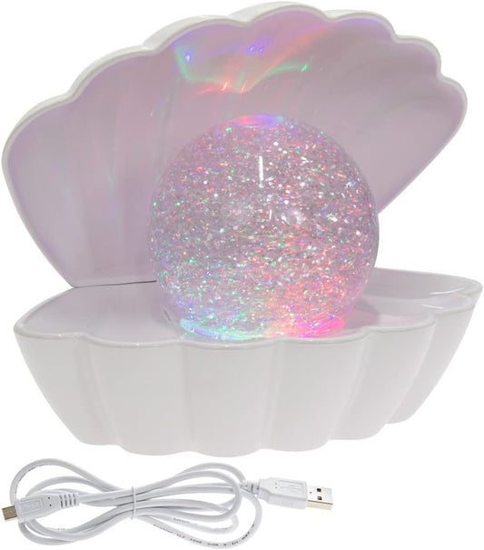 Lesser & Pavey White Glitter Pearl Seashell Colour Changing Mood Light