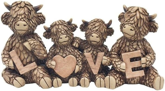 Hughie Highland Cows - Love Figurine Ornament
