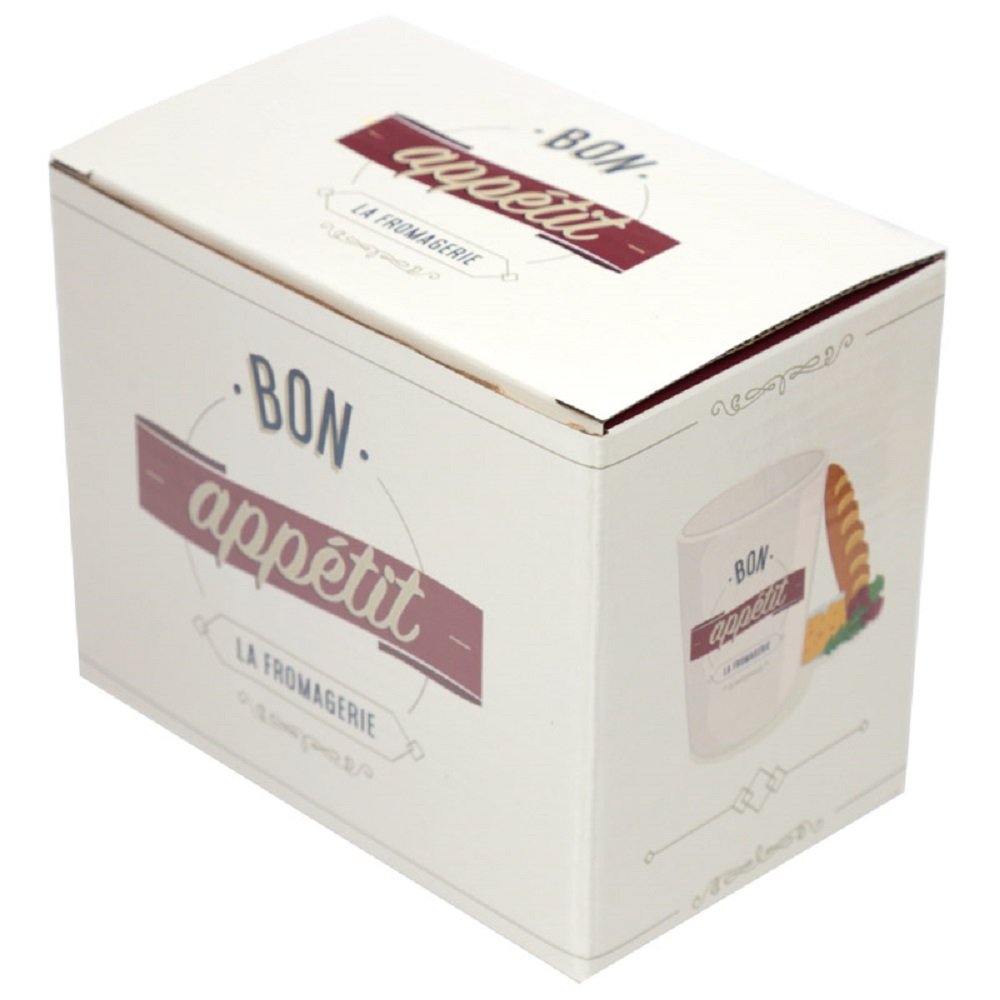 Ceramic Tea / Coffee Mug with Baguette Shaped Handle & Bon Appetit Slogan