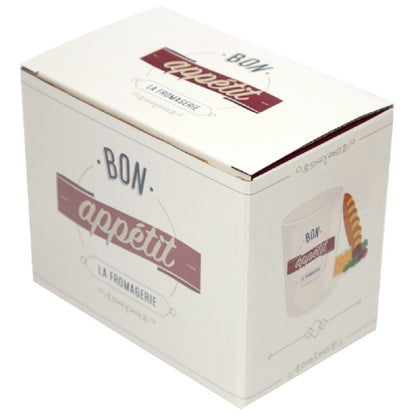 Ceramic Tea / Coffee Mug with Baguette Shaped Handle & Bon Appetit Slogan