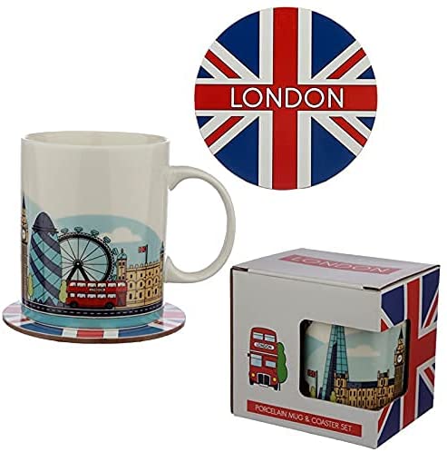 London Icons Porcelain Mug & Cork Coaster Set