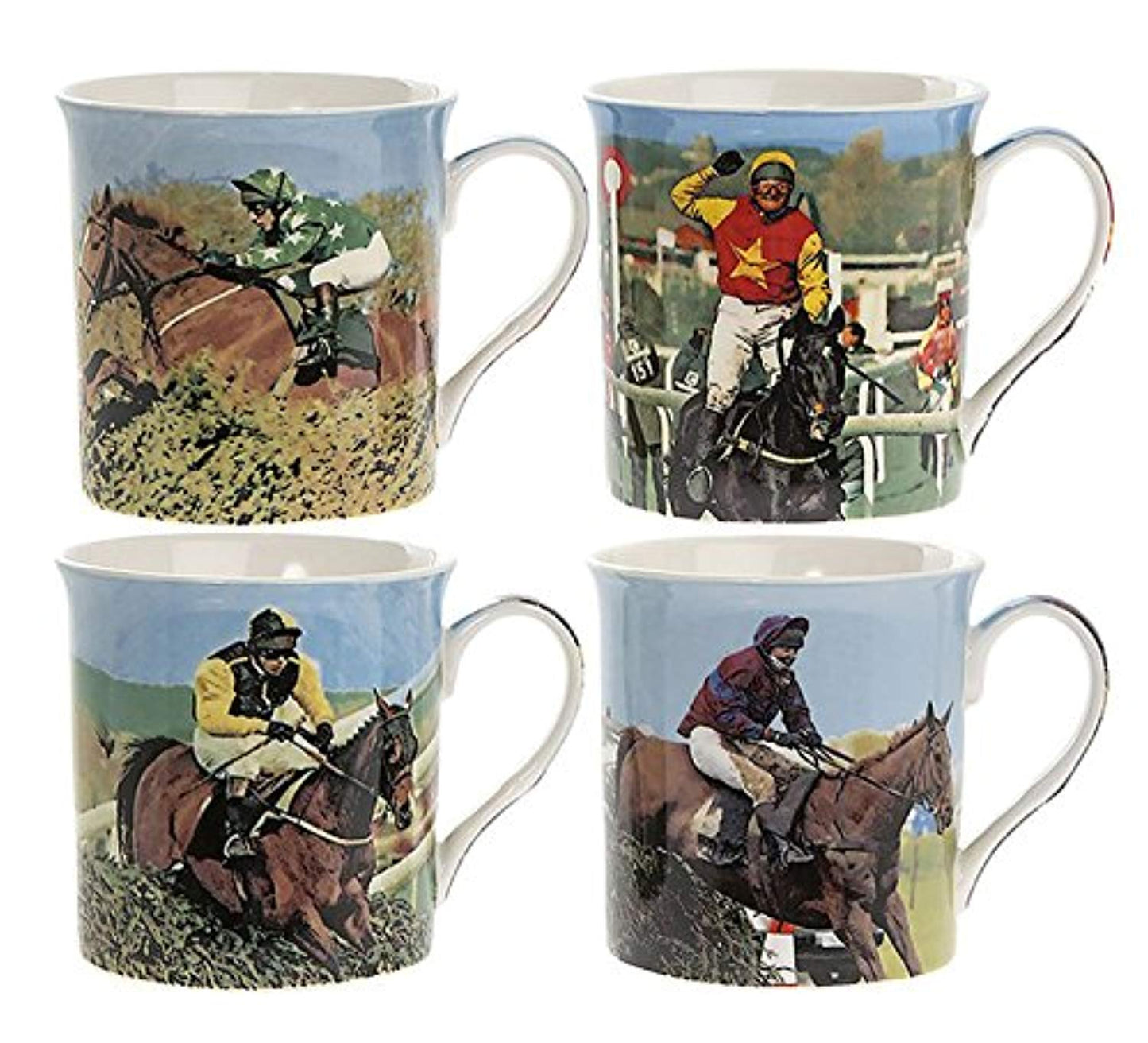 Lesser & Pavey Set of 4 Race Horses Mugs